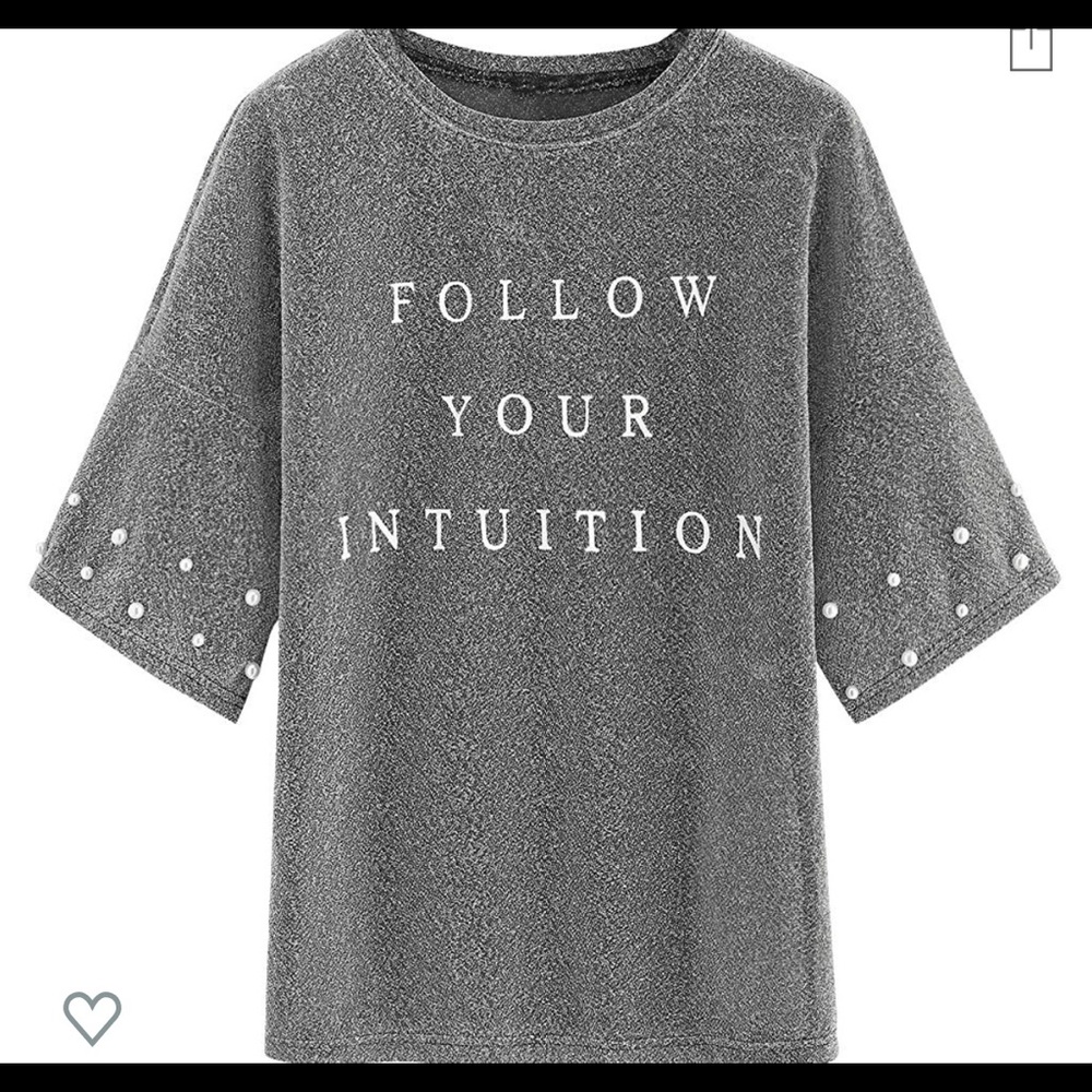Silver pearl sleeved embellished tee